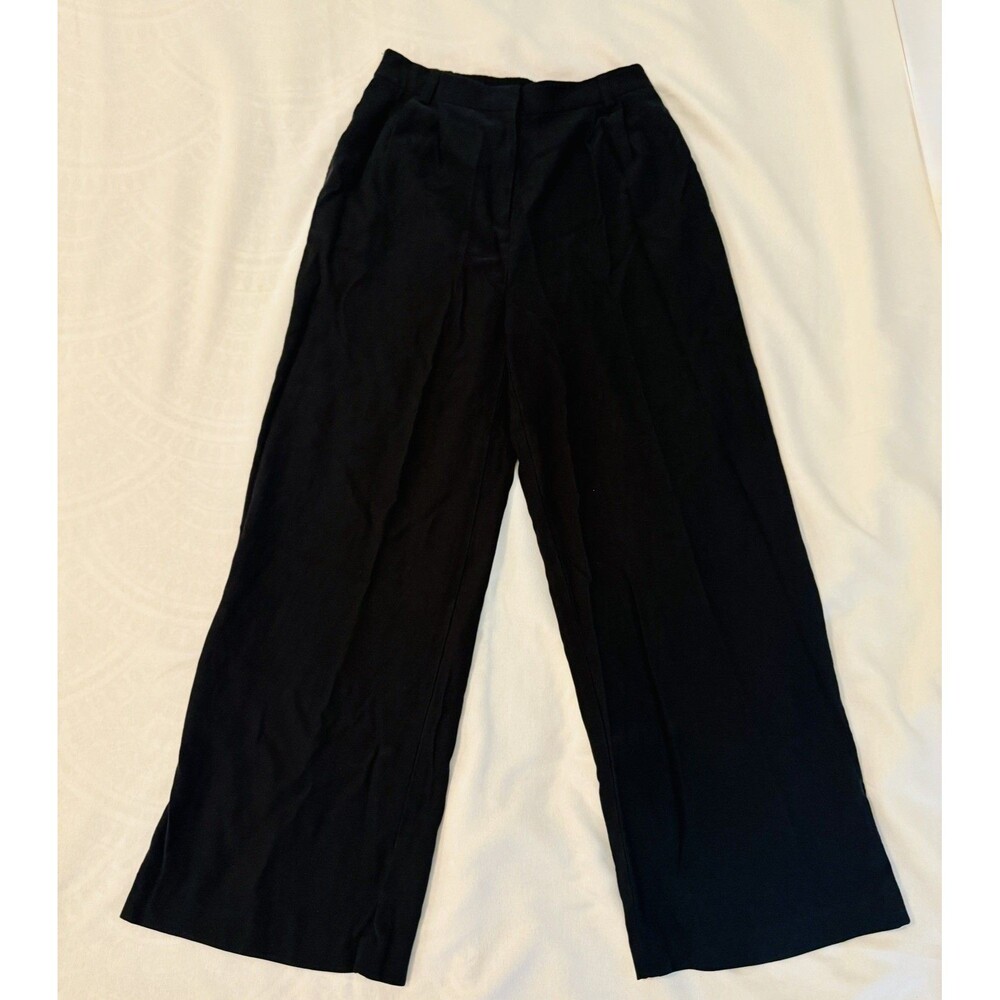 Open Edit Womens Size 10 Wide Leg Pants Black Elastic Waist Lightweight HighRise